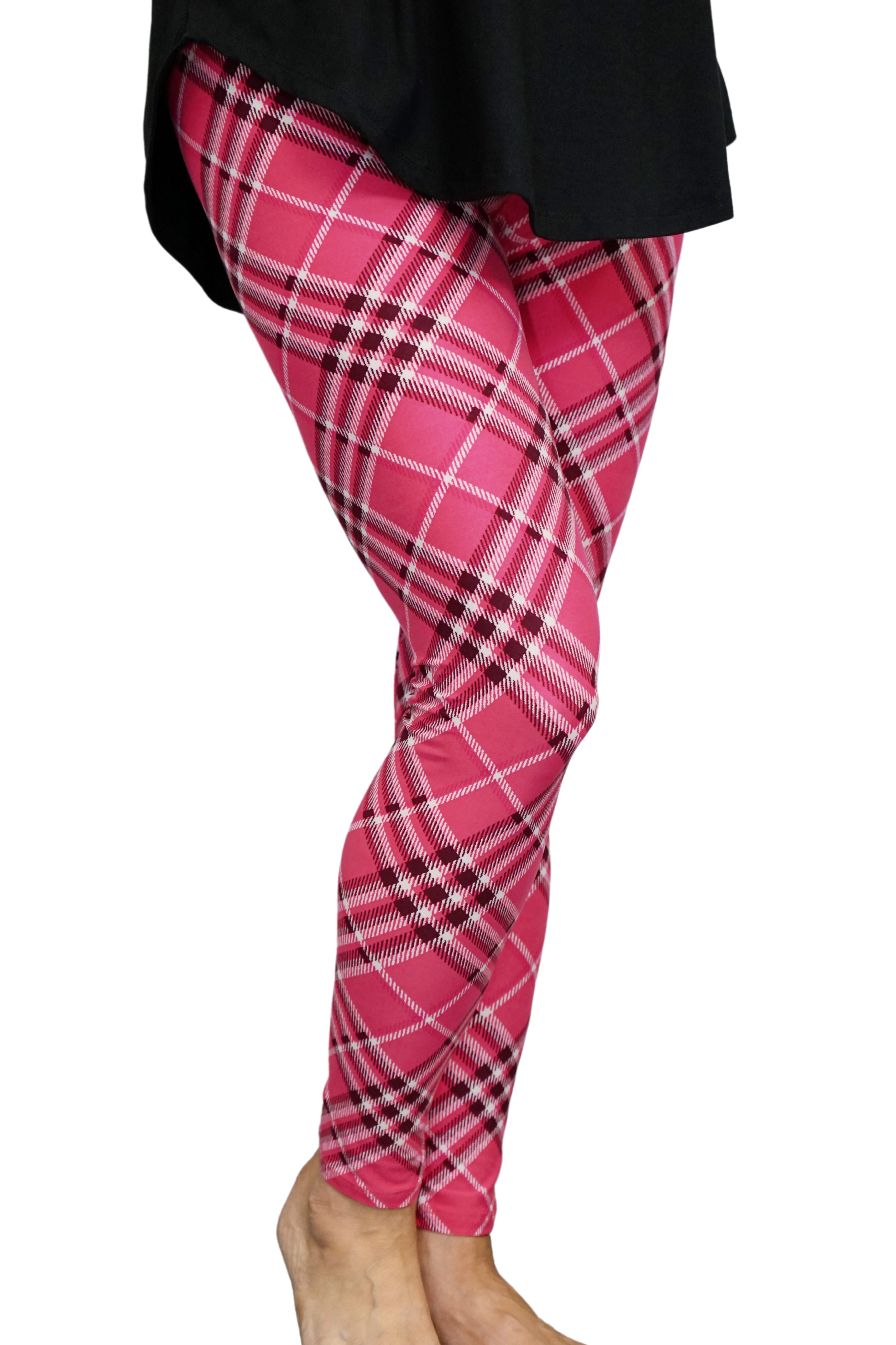 Pink tartan leggings best sale