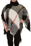 Turtleneck Poncho Plaid - Black & Beige
