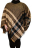 Turtleneck Poncho Plaid - Black & Caramel