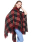 Buffalo Plaid Turtleneck Poncho