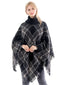 Turtleneck Poncho Plaid: Black, Grey and Brown